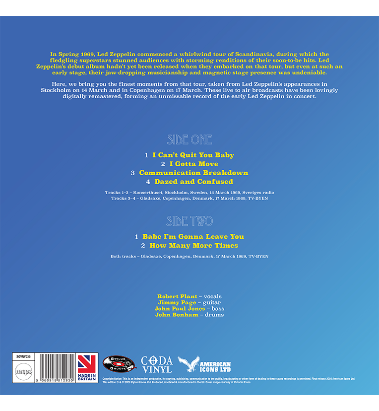 Led Zeppelin – The Scandinavia Sessions (Limited Edition 12-Inch Album on White Vinyl)