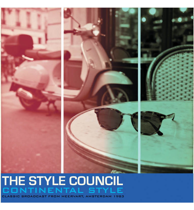 The Style Council’s Continental Style vinyl album cover, showing a scooter and sunglasses in a split-toned retro scene.
