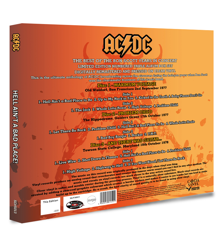AC/DC - Hell Ain't A Bad Place! (Limited Edition Numbered Triple Album Box Set on Clear Vinyl)
