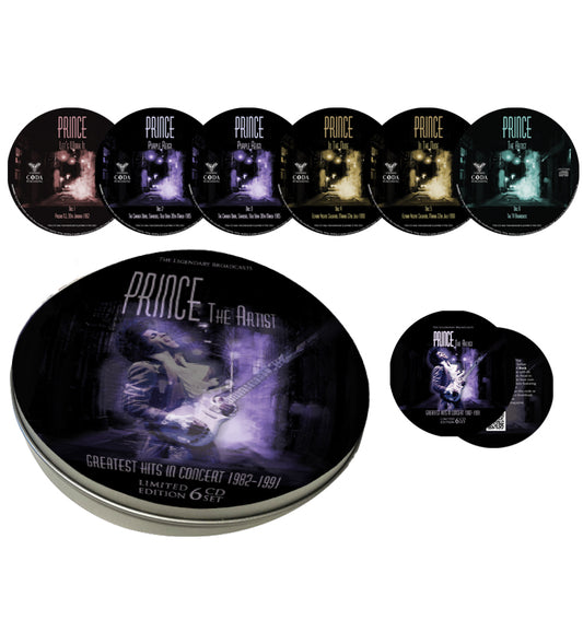 Prince – The Artist: Greatest Hits in Concert 1982–1991 (6-CD Set in Limited Edition Circular Tin with Drink Mats)